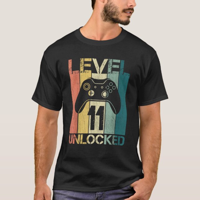 Birthday Eleven Years Old Gamer Unlocked 11 T-Shirt (Front)