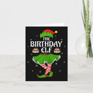Birthday Elf Christmas Family Girls Women Elf Squa Card