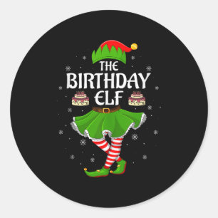 Birthday Elf Christmas Family Girls Women Elf Squa Classic Round Sticker