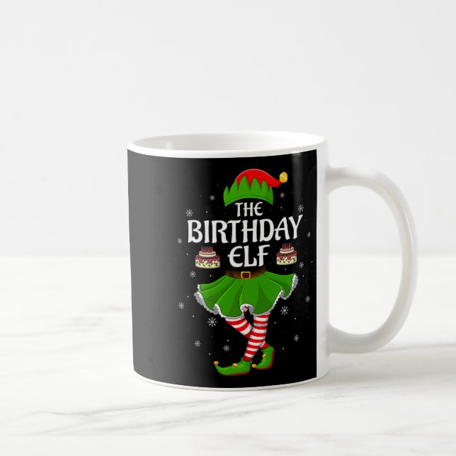 Birthday Elf Christmas Family Girls Women Elf Squa Coffee Mug (Right)