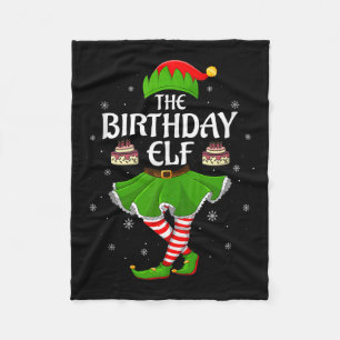 Birthday Elf Christmas Family Girls Women Elf Squa Fleece Blanket