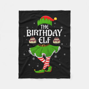 Birthday Elf Christmas Family Girls Women Elf Squa Fleece Blanket
