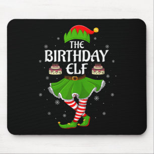 Birthday Elf Christmas Family Girls Women Elf Squa Mouse Pad