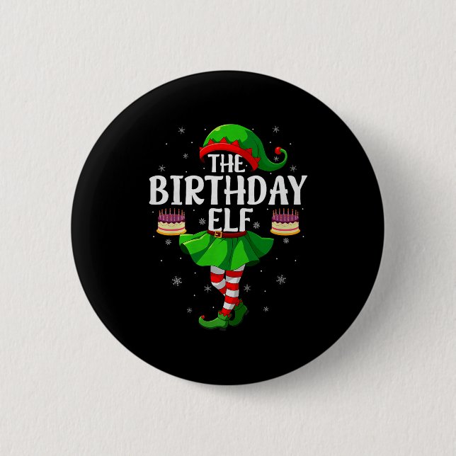 Birthday Elf Christmas Girls Women Elf Squad Xmas  6 Cm Round Badge (Front)