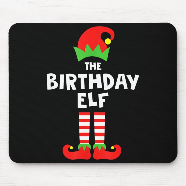 Birthday Elf Matching Group Family Holiday Christm Mouse Pad (Front)