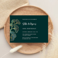 Birthday emerald green greenery script elegant