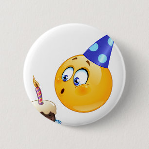 birthday emoji 6 cm round badge