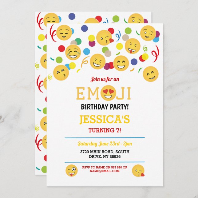Birthday Emoji Children's Birthday Fun Happy Invitation (Front/Back)