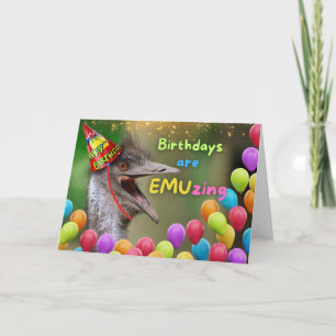 Birthday Emuzing Emu Party Balloons Card