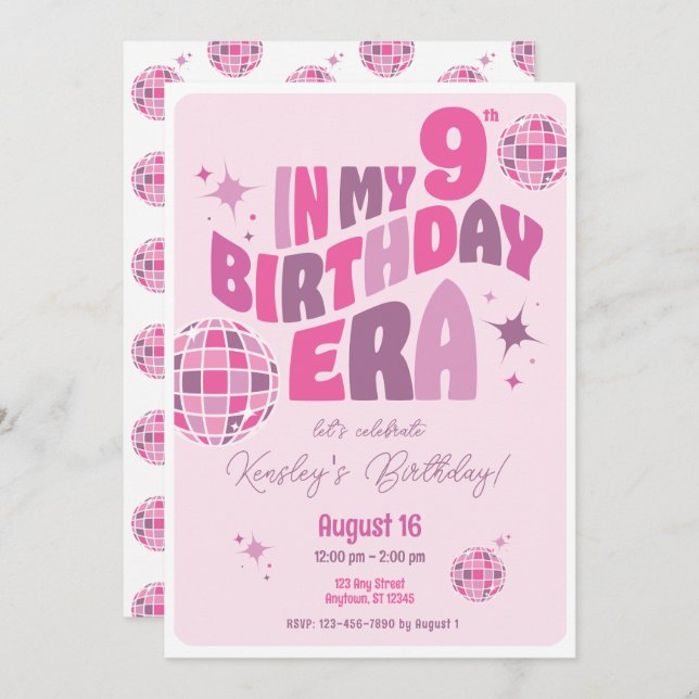 Birthday Era Disco Music Fun Party Invitation (Front/Back)