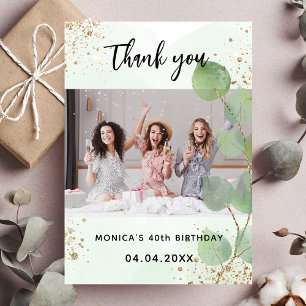 Birthday eucalyptus botanical photo thank you card