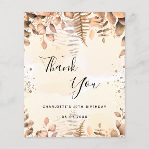 Birthday eucalyptus glitter budget thank you card