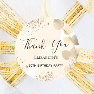 Birthday eucalyptus glitter golden Thank You Classic Round Sticker