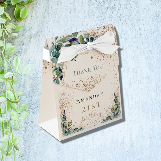 Birthday eucalyptus gold glitter thank you favour box (Creator Uploaded)