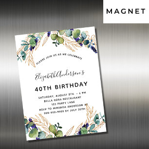 Birthday eucalyptus greenery invitation magnet