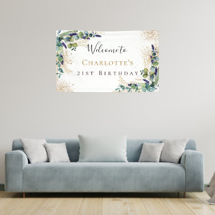 Birthday eucalyptus greenery modern welcome banner