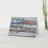 Birthday Faded American Flag on Wood