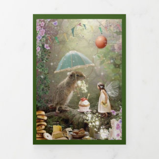birthday, fairy, balloon, Tri-Fold Announcement