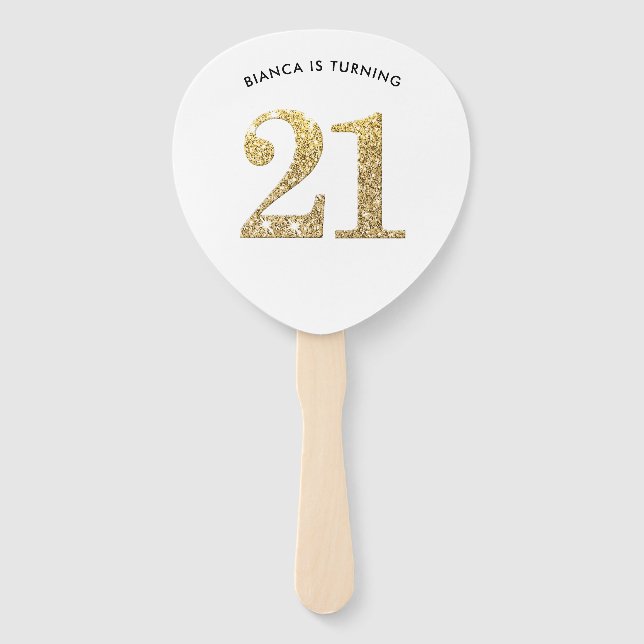 BIRTHDAY FAN modern stylish chic gold glitter 21st (Front)