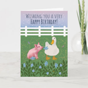 Birthday Farm Pig and Duck Card