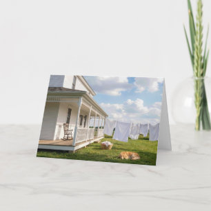 Birthday Farmhouse with Clothesline and Dog Card