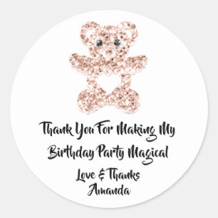  Birthday Favour Brown Heart Baby Sweet Bear  Classic Round Sticker