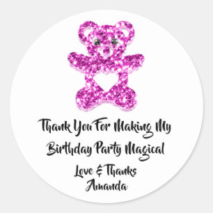  Birthday Favour Pink Heart Baby Sweet Bear  Classic Round Sticker