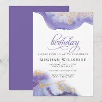 Birthday February Amethyst Watercolor Geode