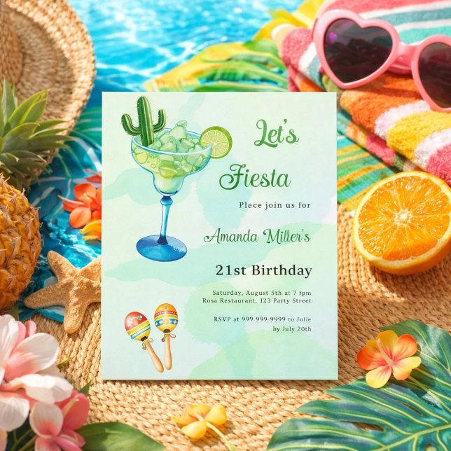 Birthday Fiesta Mexican style green invitation (Creator Uploaded)