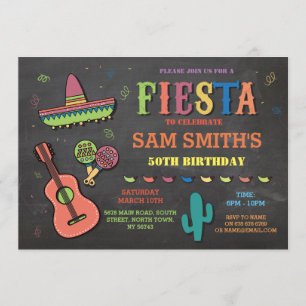 Birthday Fiesta Mexico Mexican Hat Party Invite