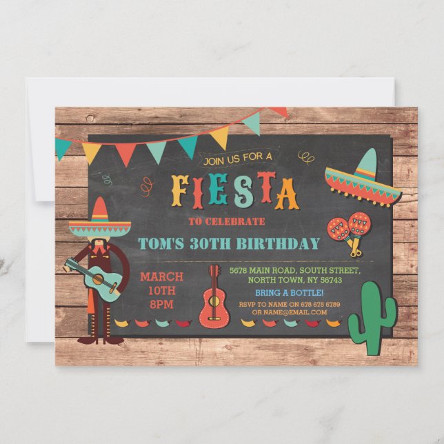 Birthday Fiesta Mexico Mexican Hat Party Invite (Front)