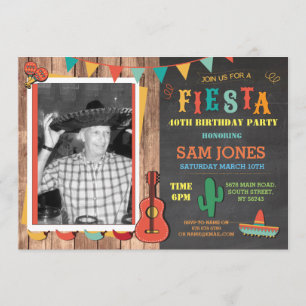 Birthday Fiesta Mexico Mexican Photo Party Invite