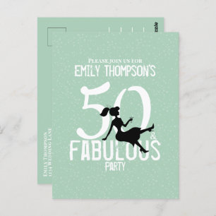 Birthday Fifty and Fabulous Modern Cocktails Mint Postcard
