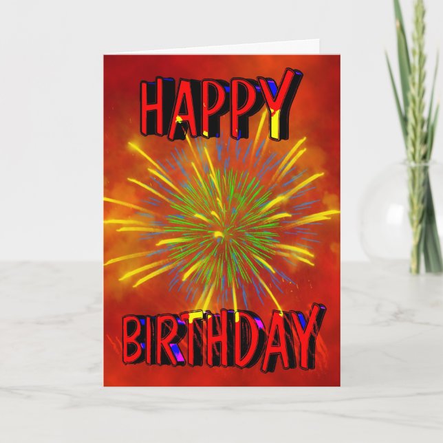 Birthday Fireworks Card (Front)