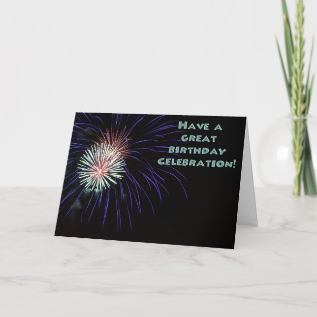 Birthday Fireworks Greeting Card (Front)