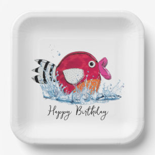 Birthday Fish In Water Paper Plate