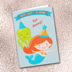 Birthday Fishes Mermaid Personalised Card