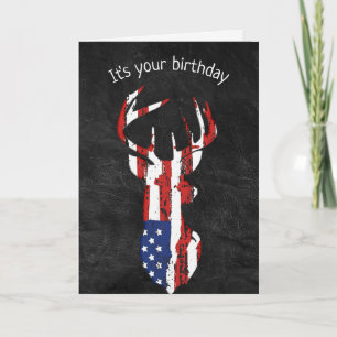 Birthday Flag Deer On Leather Card