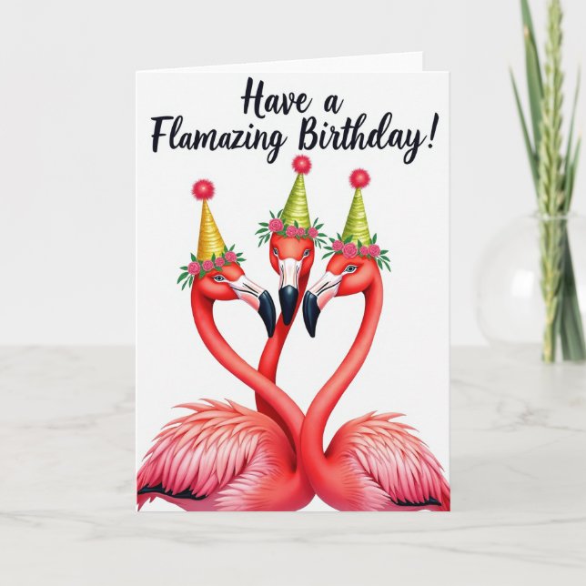 Birthday Flamingo Trio Card (Front)