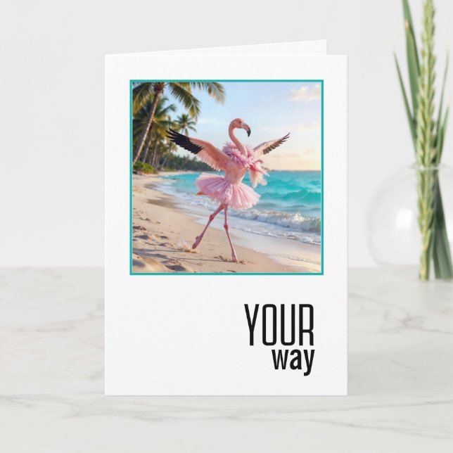 Birthday Flamingo Wearing Pink Tutu Card (Front)
