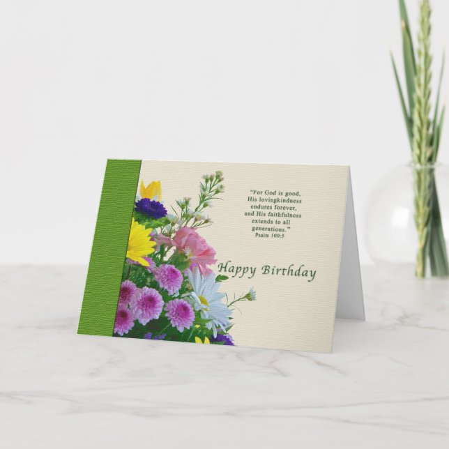 Birthday, Floral Bouquet, Religious Card (Front)
