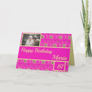 Birthday Floral Gold pink Card