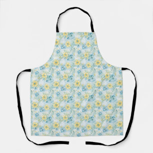 Birthday Floral With Blue and Yellow Flowers Apron