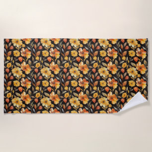 Birthday Floral With Orange and Yellow Flowers Beach Towel