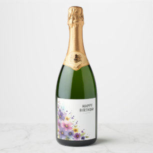birthday flower cascade champagne bottle label