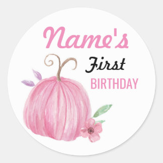 birthday Flower Girl Pumpkin Pink Sticker Any Age