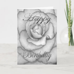 Birthday Flower white and black Card