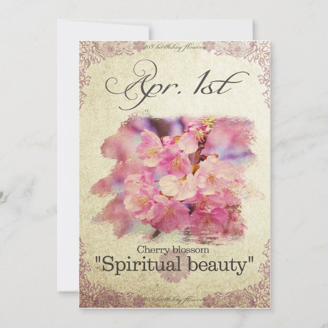 Birthday flowers on April 1st Card (Front)