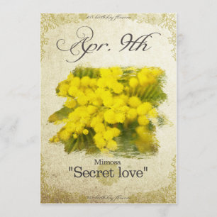 Birthday flowers on April 9th "Mimosa" Card