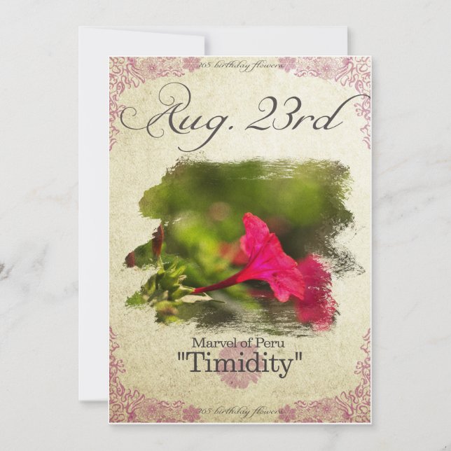Birthday flowers on August 23rd "Marvel of Peru" Card (Front)
